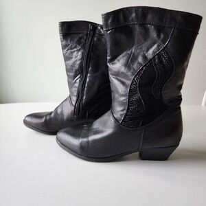 Vintage Balade Leather Winter‎ Boots Low Heel Womens 7 Insulated Zip Casual Work